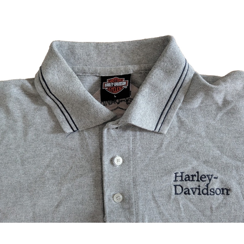 Vintage Harley Davidson Polo Shirt Men's Large Gray Sturgis SD Holoubek Pique